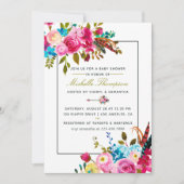 Watercolor Boho Chic Floral Baby Dusche Einladung (Vorderseite)