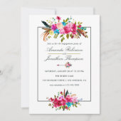 Watercolor Boho Chic Floral Engagement Party Einladung (Vorderseite)