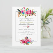 Watercolor Boho Chic Floral Engagement Party Einladung (Stehend Vorderseite)