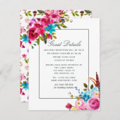 Watercolor Boho Chic Floral Gastdetails Begleitkarte (Vorne/Hinten)