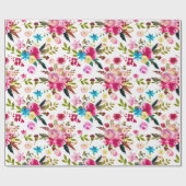Watercolor Boho Chic Floral Geschenkpapier (Flach)