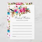 Watercolor Boho Chic Floral Wedding Bridal Beratun Hinweiskarte (Vorne/Hinten)