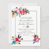 Watercolor Boho Chic Floral Wedding Einladung (Vorderseite)