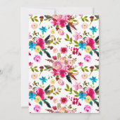 Watercolor Boho Chic Floral Wedding Einladung (Rückseite)