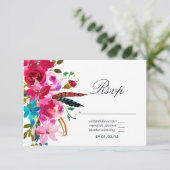 Watercolor Boho Chic Floral Wedding RSVP (Stehend Vorderseite)