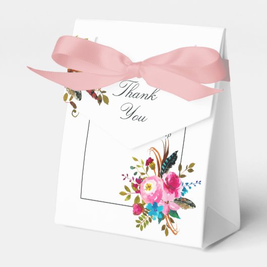 Watercolor Boho Chic Floral Wedding Vielen Dank Geschenkschachtel (Vorderseite)