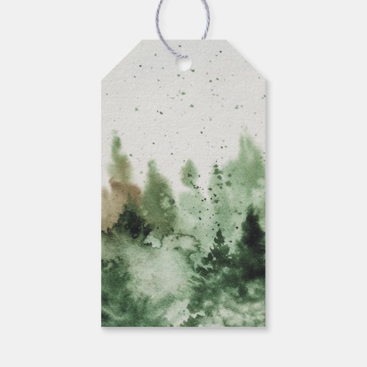 Watercolor Boho Chic Weihnachtsbaum Rustikaler Url Geschenkanhänger (Rückseite)