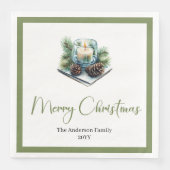 Watercolor Boho Christmas Bouquet in Rustic Napkin Serviette (Vorderseite)