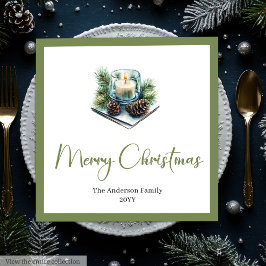 Watercolor Boho Christmas Bouquet in Rustic Napkin Serviette