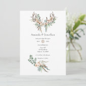Watercolor Boho Cotton und Eucalyptus Boho Wedding Einladung (Stehend Vorderseite)