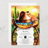 Watercolor Boho Cowboy Birthday Einladung (Vorne/Hinten)