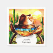 Watercolor Boho Cowboy Birthday Serviette (Vorderseite)