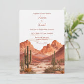 Watercolor Boho Desert Mountain Southwest Wedding  Einladung (Stehend Vorderseite)