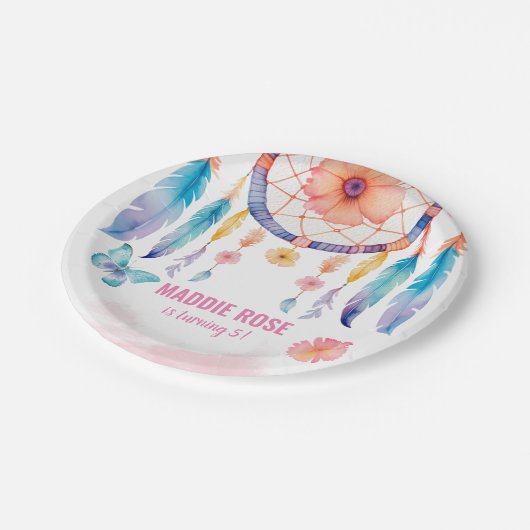 Watercolor Boho Dreamcatchers Pappteller (Schrägansicht)