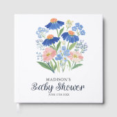 Watercolor Boho Dusty Blue Baby in Bloom Shower Gästebuch (Vorderseite)