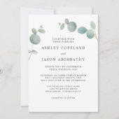 Watercolor Boho Eucalyptus Greenerity Wedding Einladung (Vorderseite)