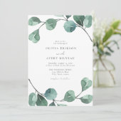 Watercolor Boho Eucalyptus Greenerity Wedding Einladung (Stehend Vorderseite)