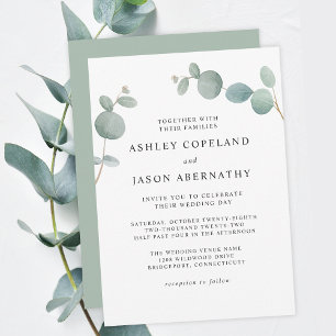 Watercolor Boho Eucalyptus Greenerity Wedding Einladung