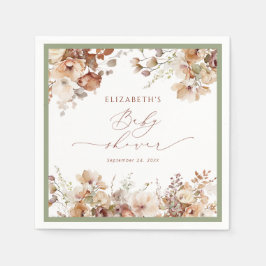 Watercolor Boho Fall Floral Baby Dusche Napkins Serviette