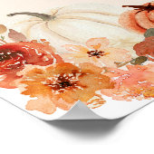 Watercolor Boho Fall Pumpkin Wedding Willkommensze Poster (Ecke)