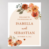Watercolor Boho Fall Pumpkin Wedding Willkommensze Poster (Vorne)