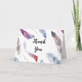 Watercolor Boho Feathers - Custom Danke Karte