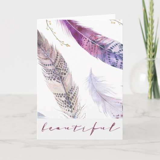 Watercolor Boho Feathers - Schöne Karte (Vorderseite)
