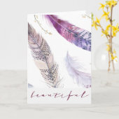 Watercolor Boho Feathers - Schöne Karte (Gelbe Blume)
