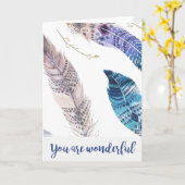 Watercolor Boho Feathers - Sie sind eine wunderbar Karte (Gelbe Blume)