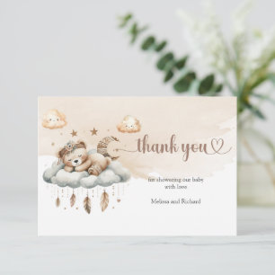 Watercolor boho Feathwolke neun danke Begleitkarte