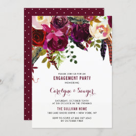 Watercolor Boho Floral Autumn Engagement Party Einladung