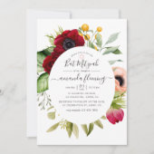 Watercolor Boho Floral Bat Mitzvah Einladung (Vorderseite)