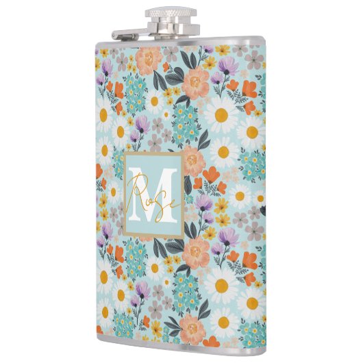 Watercolor Boho Floral Flachmann (Links)