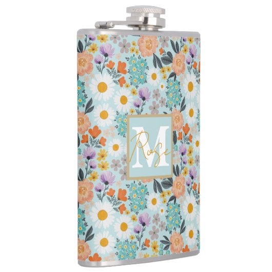 Watercolor Boho Floral Flachmann (Rechts)