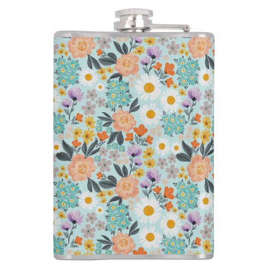 Watercolor Boho Floral Flachmann (Rückseite)