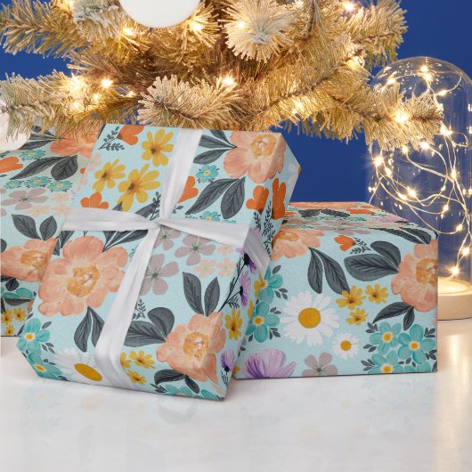 Watercolor Boho Floral Geschenkpapier (Feiertage)