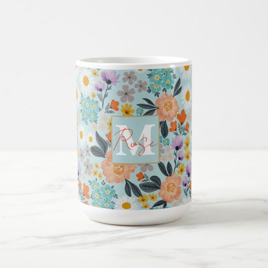 Watercolor Boho Floral Kaffeetasse (Mittel)