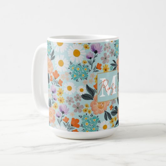 Watercolor Boho Floral Kaffeetasse (Vorderseite Links)