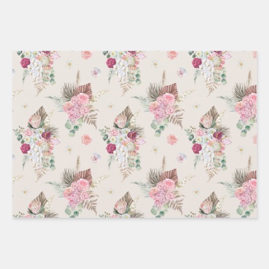 Watercolor Boho Floral Pattern Geschenkpapier Set (Vorderseite 2)