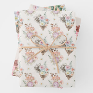 Watercolor Boho Floral Pattern Geschenkpapier Set