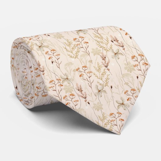 Watercolor Boho Floral Pattern Krawatte (Gerollt)
