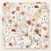 Watercolor Boho Floral Pattern Rechteckiger Pappuntersetzer (Vorderseite)