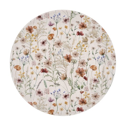 Watercolor Boho Floral Pattern Schneidebrett (Vorderseite)