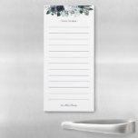 Watercolor Boho Floral Personal Notepad Magnetischer Notizblock<br><div class="desc">Ein hübsches Notizblock mit Blumenmuster bietet marineblaue Pfannkuchen und Federbouquet mit individuellem Text. Sie können dieses elegante Wasserfarben-Magnetnotepad als Familienplaner,  Essenplaner,  Einkaufsliste,  Aufgabenliste,  etc. verwenden.</div>