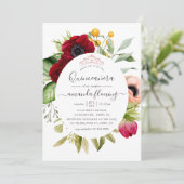 Watercolor Boho Floral Quinceañera Einladung (Stehend Vorderseite)
