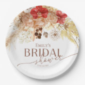 Watercolor Boho Floral | Terracotta-Brautparty Pappteller (Vorderseite)