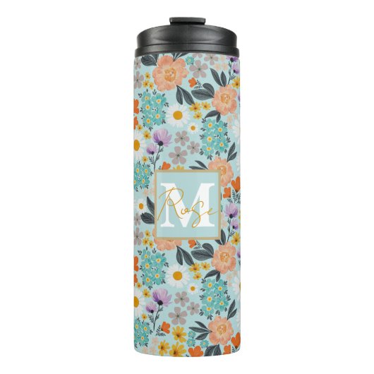 Watercolor Boho Floral Thermosbecher (Vorderseite)