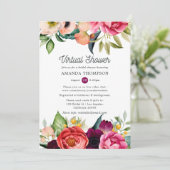 Watercolor Boho Floral Virtual Brautparty Einladung (Stehend Vorderseite)