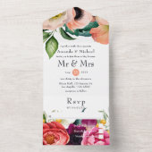 Watercolor Boho Floral Wedding All In One Einladung (Innen Boden)