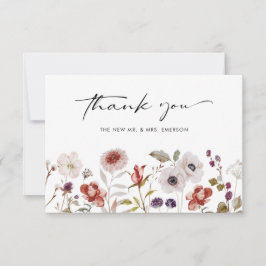Watercolor Boho Floral Wedding Dankeskarte
